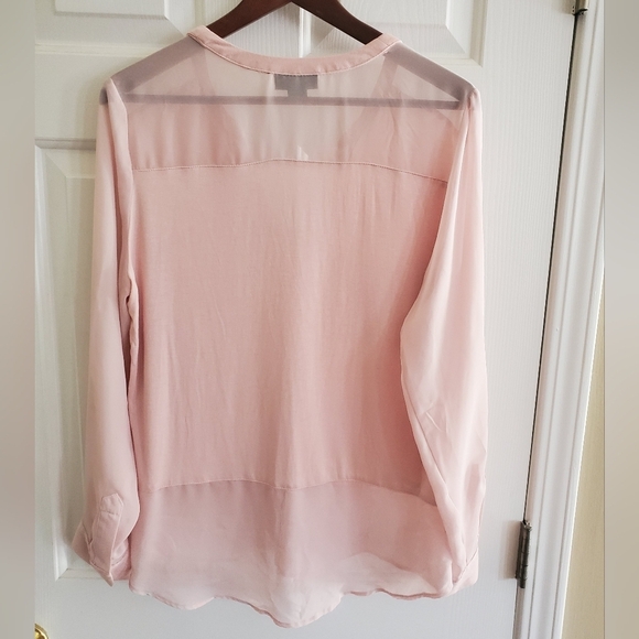 Metaphor Light Blush Pink Lightweight V Long Sleeved Button Shirt Size L - Picture 2 of 5